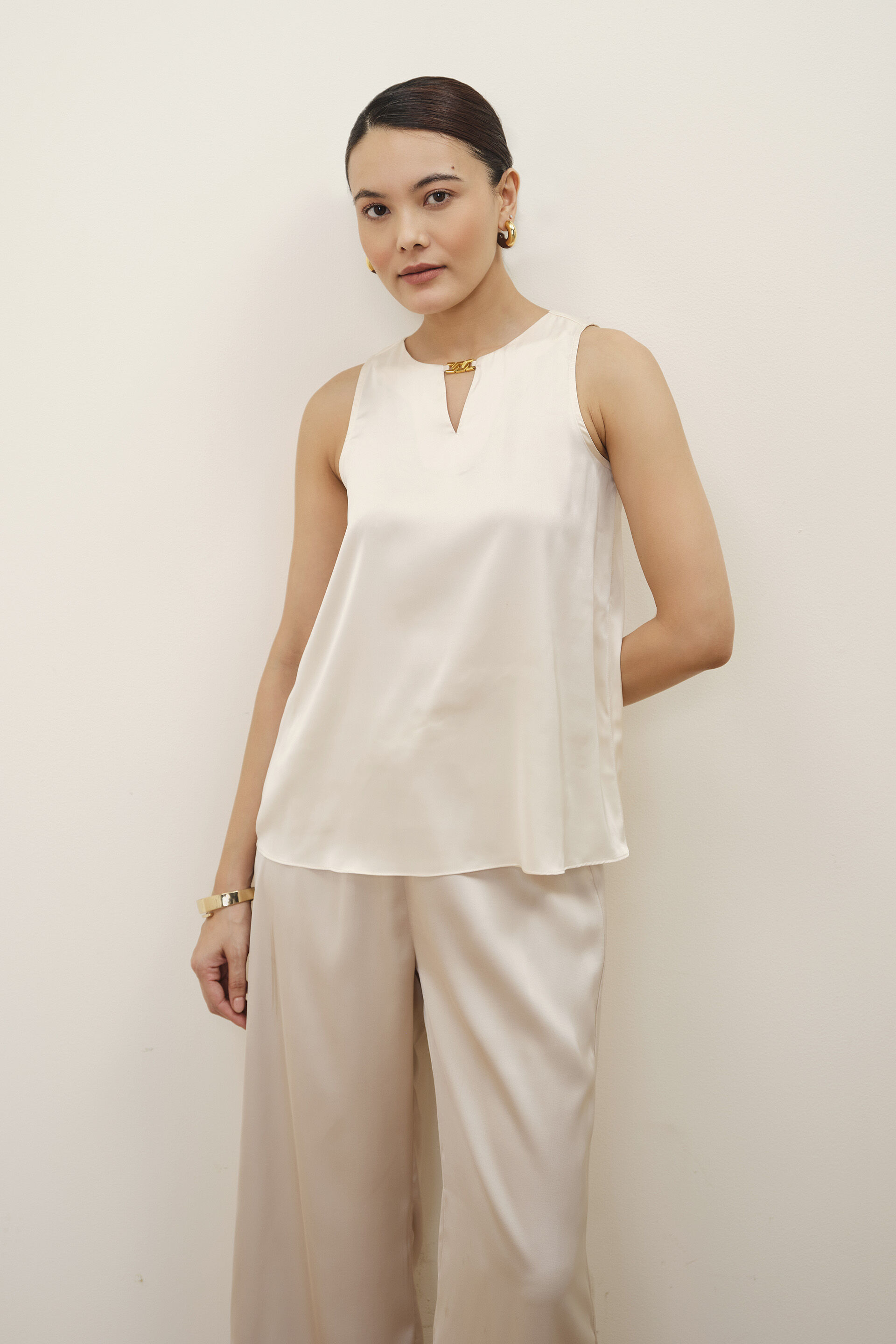 Astrid Cream Sleeveless Top, Cream, image 1